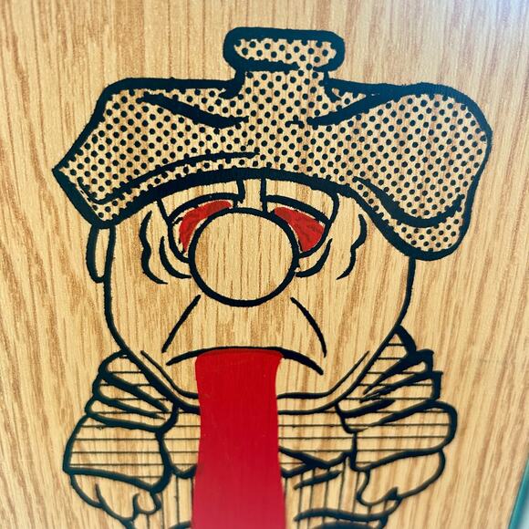 Vintage “Happy Monday” Sick Cartoon Wall Plaque – Woodgrain Style Humor Sign - Picture 1 of 6